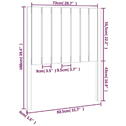 vidaXL Tête de lit Marron miel 80,5x4x100 cm Bois massif de pin pas cher