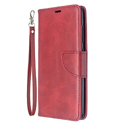 Wewoo Housse Coque Pour Galaxy A51 Retro Lambskin Texture Pure Color Horizontal Flip PU en cuir avec support et fentes cartes et portefeuille et lanière rouge