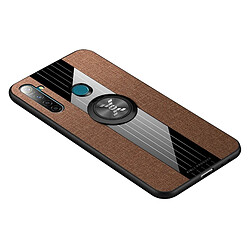 Wewoo Coque Souple Pour OPPO Realme Q XINLI tissu de couture Antichoc TPU Housse de protection avec support d'anneau Brown