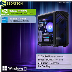 Sedatech Workstation Compact ATX • Intel i5-14400F • RTX4070 • 32Go DDR5 • 2To SSD M.2 • Windows 11