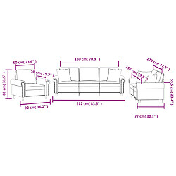 vidaXL Ensemble de canapés 3 pcs avec coussins noir velours pas cher