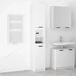 Maison Chic Armoire de salle de bain,Meuble de rangement,Meuble haut Blanc 32x34x188,5 cm Bois d'ingénierie -GKD856415