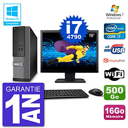 PC Dell 3020 SFF Ecran 19" Intel i7-4790 RAM 16Go Disque 500Go Graveur DVD Wifi W7 - Occasion