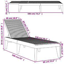 vidaXL Chaise longue cappuccino 186x60x29 cm PP pas cher