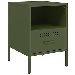 vidaXL Table de chevet vert olive 36x39x50,5 cm acier