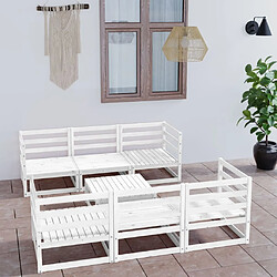 Maison Chic Salon de jardin 7 pcs - Table et chaises d'extérieur - Mobilier/Meubles de jardin Moderne Blanc Bois de pin massif -MN64336