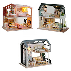 Ensemble de 3 1/24 Kit de Maison de Poupée Miniature Bricolage En Bois avec Objets de Collection de Meubles