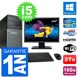 PC Tour Dell 390 MT Ecran 22" i5-2400 RAM 16Go Disque 2To HDMI Windows 10 Wifi - Occasion