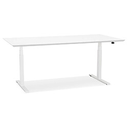 Alterego Bureau assis-debout électrique 'BIONIK'avec plateau en bois et métal blanc - 180x90 cm