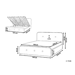 Avis Beliani Lit double en tissu gris foncé avec coffre 180 x 200 cm RENNES