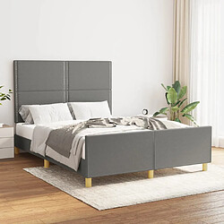 Maison Chic Lit adulte - Cadre Structure de lit avec tête de lit Contemporain Gris foncé 140x190 cm Tissu -MN71869