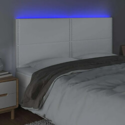 Avis Maison Chic Tête de lit scandinave à LED,meuble de chambre Blanc 200x5x118/128 cm Similicuir -MN97914