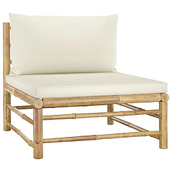 Maison Chic Salon de jardin 11pcs + coussins - Mobilier/Meubles de jardin - Table et chaises d'extérieur blanc crème Bambou -MN86398 pas cher