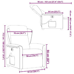 vidaXL Fauteuil inclinable de massage électrique marron tissu pas cher