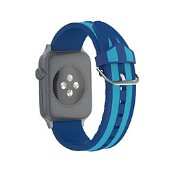 Acheter Wewoo Bracelet bleu pour Apple Watch Série 3 & 2 & 1 42mm Mode Double Stripes Silicone de montre