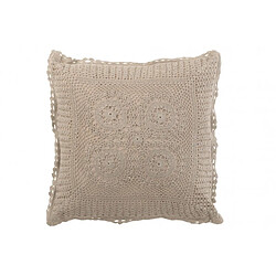 Dansmamaison Coussin Carre Dentelles Coton Taupe