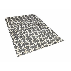 Beliani Tapis en cuir et tissu gris et beige 140 x 200 cm YEDISU