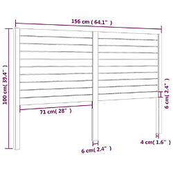 vidaXL Tête de lit Noir 156x4x100 cm Bois massif de pin pas cher