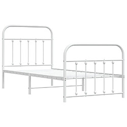 Acheter vidaXL Cadre de lit métal sans matelas avec pied de lit blanc 90x200cm