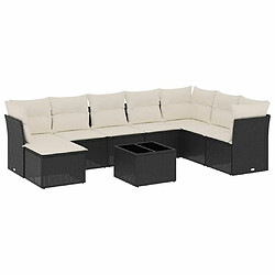 Maison Chic Salon de jardin 9 pcs avec coussins | Ensemble de Table et chaises | Mobilier d'Extérieur noir résine tressée -GKD53348