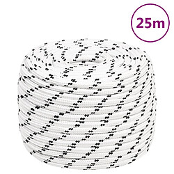 vidaXL Corde de bateau tressé Blanc 14 mmx25 m Polyester pas cher