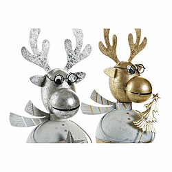 Décorations de Noël DKD Home Decor Métal Renne (14 x 13 x 27 cm) (2 pcs)