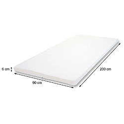 Mendler 6cm Surmatelas à mousse Memory HWC-E63, Couvre-matelas, housse ~ 90x200cm mousse visco