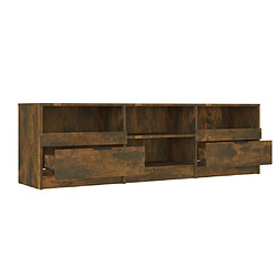 Maison Chic Meuble TV scandinave - Banc TV pour salon Chêne fumé 150x33,5x45 cm Bois d'ingénierie -MN52395 pas cher