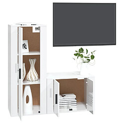 Avis Maison Chic Ensemble de meubles TV 2 pcs pour salon - blanc brillant bois d'ingénierie -MN30370