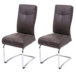 Decoshop26 Lot de 2 chaises de salle à manger confortable et moderne en textile aspect daim gris 04_0000406