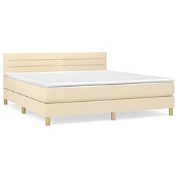 Maison Chic Lit adulte- Lit + matelas,Sommier à lattes de lit avec matelas Crème 160x200 cm Tissu -GKD55946