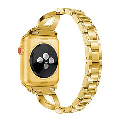 Avis Wewoo Bracelet pour montre connectée en acier inoxydable massif serti de diamants Apple Watch séries 3 et 2 et 1 42 mm or