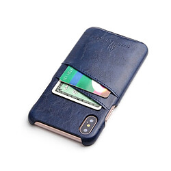 Acheter Wewoo Etui en cuir Fierre Shann Retro Oil en cire PU pour iPhone X / XS, avec emplacements pour cartes (bleu)