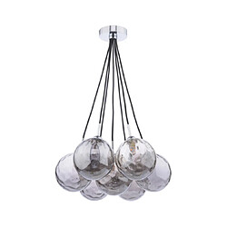 Luminaire Center Suspension Elpis Chrome poli, verre fumé