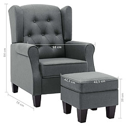 vidaXL Fauteuil avec repose-pied Gris clair Tissu pas cher