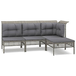 Maison Chic Salon de jardin 4 pcs + coussins - Mobilier/Meubles de jardin - Table et chaises d'extérieur Gris Résine tressée -MN63464