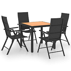 Salle à manger de jardin 5 pcs,Table et chaise à dîner Noir et marron -MN90420