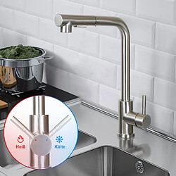 Avis NETTLIFE Robinet de Cuisine Extensible - Mitigeur avec Robinet de Lavabo de Douche Évier Robinet Rotatif à 360° en Acier Inoxydable avec 2 Types de Jets Robinet de Cuisine - Nickel Brossé