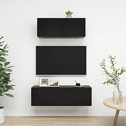 vidaXL Ensemble de meuble TV 2 pcs Noir Bois d'ingénierie