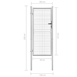 Acheter vidaXL Porte de jardin Acier galvanisé 105x225 cm Argenté