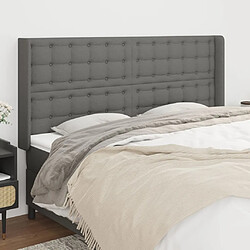 Maison Chic Tête de lit scandinave avec oreilles,meuble de chambre Gris foncé 163x16x118/128 cm Tissu -MN61842