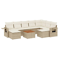 Maison Chic Salon de jardin avec coussins 10 pcs, Ensemble Tables et chaises de jardin, beige résine tressée -GKD486796