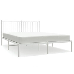 Maison Chic Lit adulte 160x200cm- Cadre de lit métal avec tête de lit pour chambre blanc -MN46401