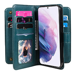 Etui en PU avec porte-cartes vert noirâtre pour votre Samsung Galaxy S22 Plus 5G