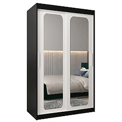 Abiks Meble Armoire PROMO T3 À Portes Coulissantes 200/120/62 2 Portes (Noir/Blanc)