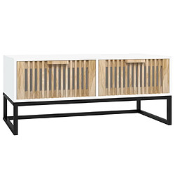 Maison Chic Table basse,Table Console Table d'appoint, Table pour salon blanc 80x40x35 cm Bois d'ingénierie et fer -MN86401