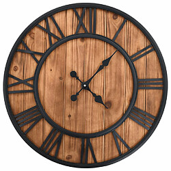 Decoshop26 Horloge murale vintage à quartz Bois et métal 60 cm XXL DEC022277