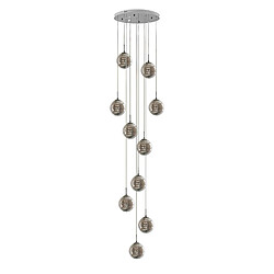 NETTLIFE Suspension verre gris Diam.41 cm G9 lustre 10 lampes en couleur lampe de salon lampe de chambre lampe de table à manger lampe de couloir