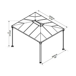 Gazébo tonnelle 10.6m² gris anthracite - 705231 - PALRAM