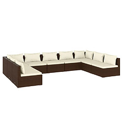 Maison Chic Salon de jardin 9 pcs + coussins - Mobilier/Meubles de jardin - Table et chaises d'extérieur Résine tressée Marron -MN17030